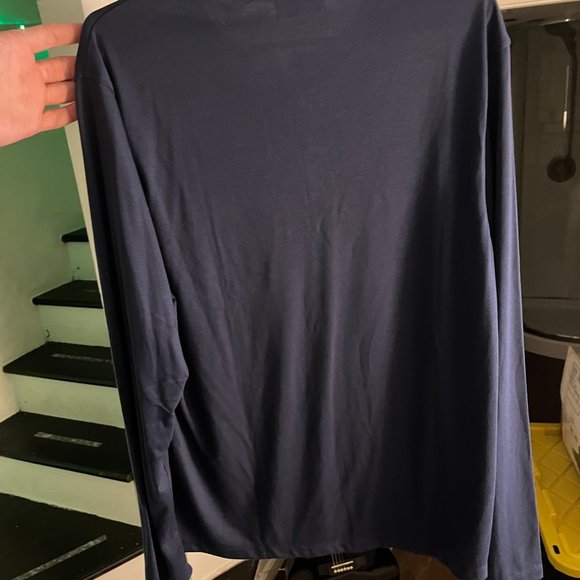 Alfani Large Navy Blue Pajama Long Sleeve Shirt - Picture 3 of 10